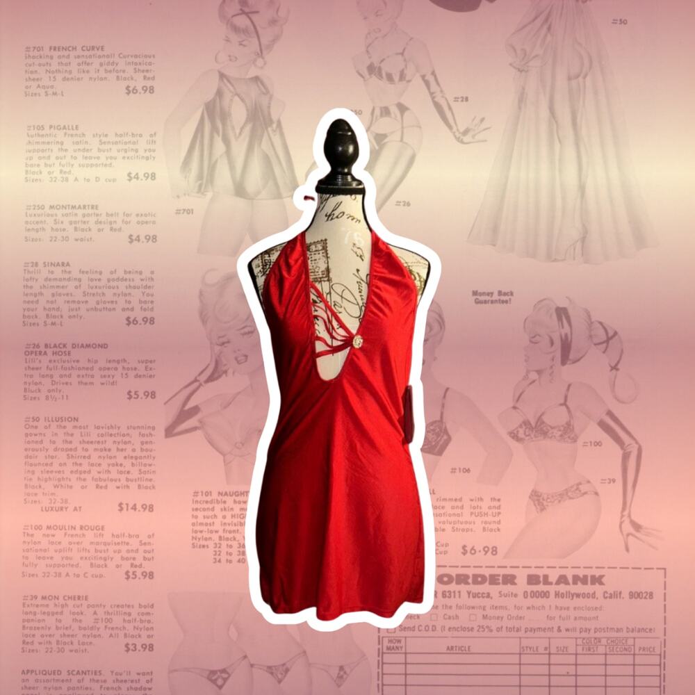 Red Y2k Halter Bandage Style Bodycon Mini Dress with Gem